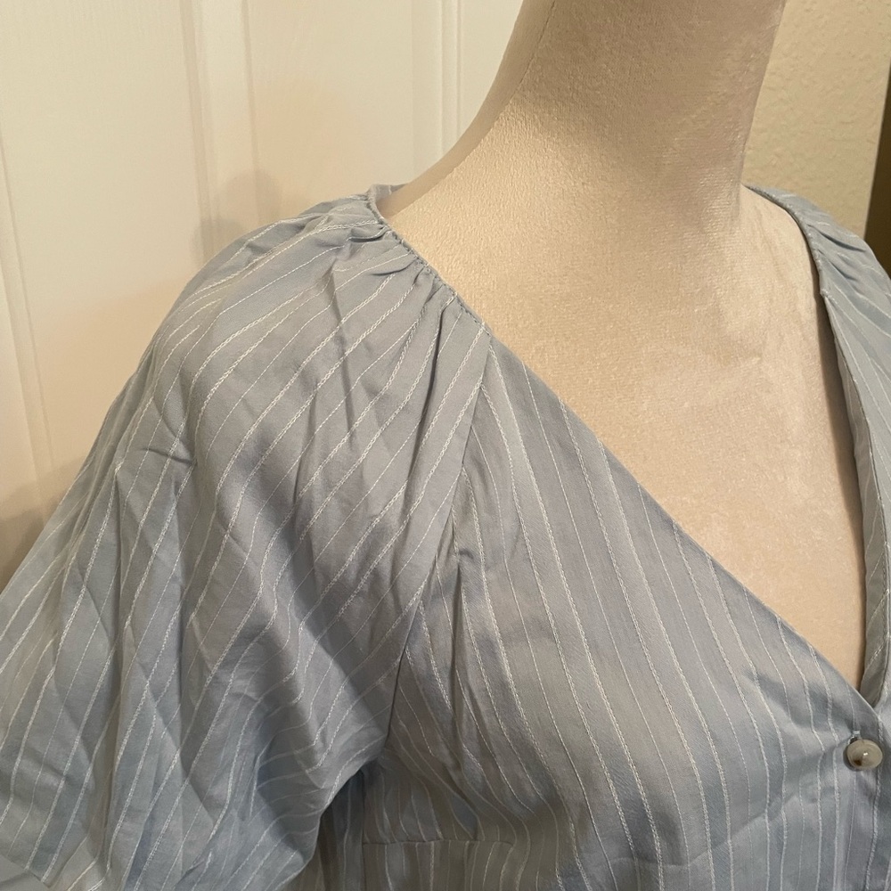 Hem & Thread Light Blue Striped Blouse - Picture 1 of 6